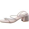 Temperament Sandals Super Fairy Wind Middle Heel 2025 Summer New Rhinestone Internet Celebrity Thick Heel Niche Roman Shoes Tide