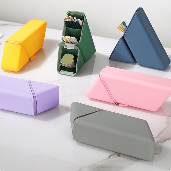 Weiches Silikon-Stifteetui Erweiterbarer Stehbeutel Großes Fassungsvermögen Stifthalter Dehnbarer Schreibwaren-Organizer für Schule Büro Schreibtischgebrauch