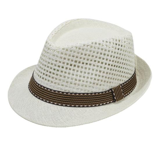 

Jazz Hat Hollow Design Breathable Summer Sun Protection Hat with Ribbon Decor Wide Brim Straw Hat Outdoor Cycling Versatile Headwear белый