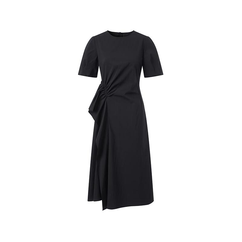 Peacebird Women's Ruffled Hem Puff Sleeve Midi Dress