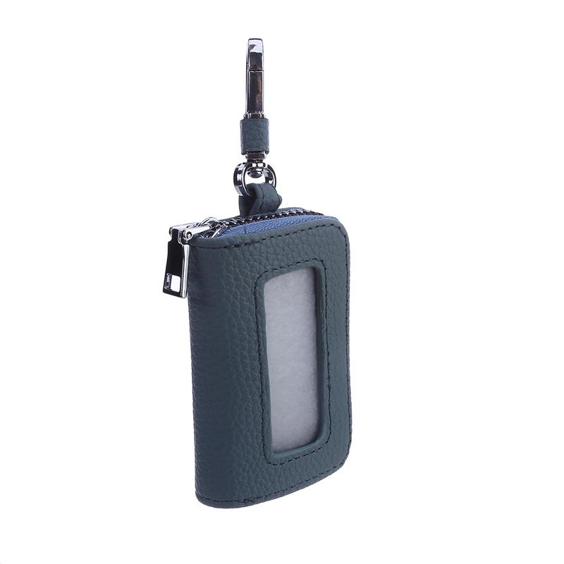Visual Mirror Window Car Key Protector Bag Leather Key Holder Mini Auto Key Pocket Case Retro Keyring Wallet Zipper Bag