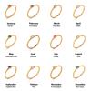 E.B.belle 12 Months Constellation CZ Birthstone Rings For Woman Gold Plated Stainless Steel Zodiac Birthday Gift Ring Jewelry