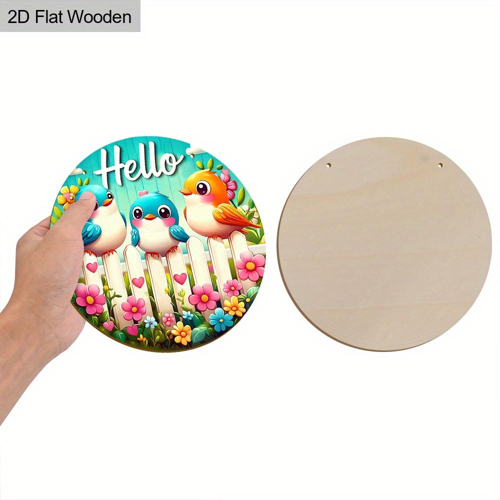 Plat 2D, 1 pièce Panneau en Bois Oiseau Vif Hello Hello Printemps Panneau de Bienvenue Décoration de Jardin Décoration Murale et de Porte de Maison Décoration de Fête de Fête Printemps