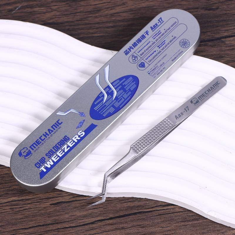 1Pc Stainless Steel Aax-17 Tin Positioning Tweezers Fine Pointed Tip For Precise Clamping Of Tin Wire Non-slip Wear-resistant