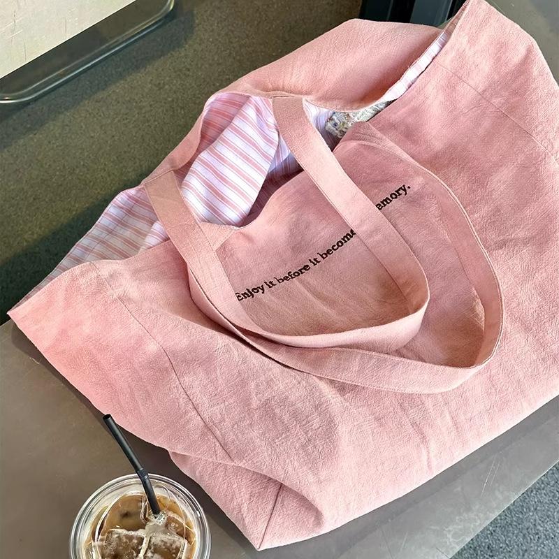 

Сумка женская новая летняя льняная большая вместительная холщовая сумка-тоут для студентов, класса, через плечо, сумка для шопинга розовый