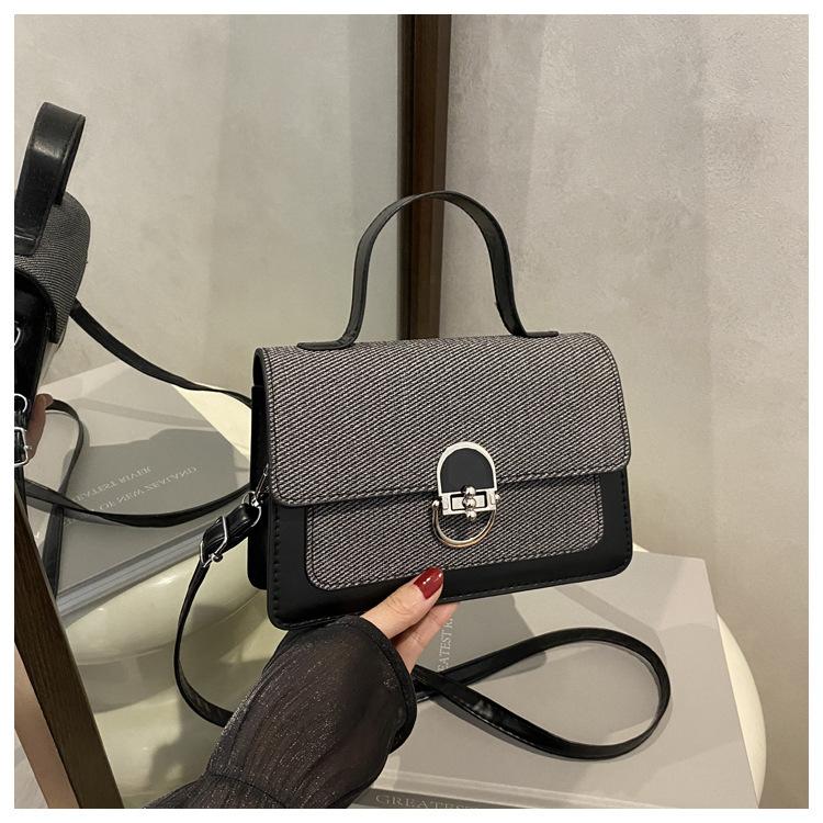 Contrasting color trend fashion small square bag women's 2025 new high-end texture messenger bag niche simple casual shoulder bag