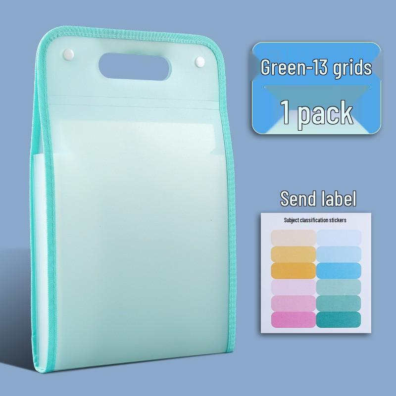 Student A4 Vertical Accordion File: 13-Pocket, Multi-Layer, Large Capacity, Portable Document Storage.