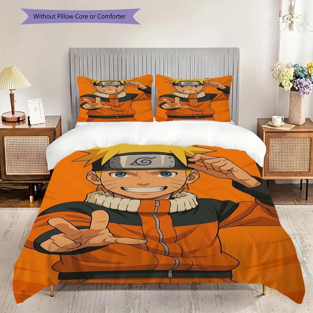 

Three-piece Naruto anime print bedding set, including one duvet cover and one pair of pillowcases (filling not included). 135x200cm