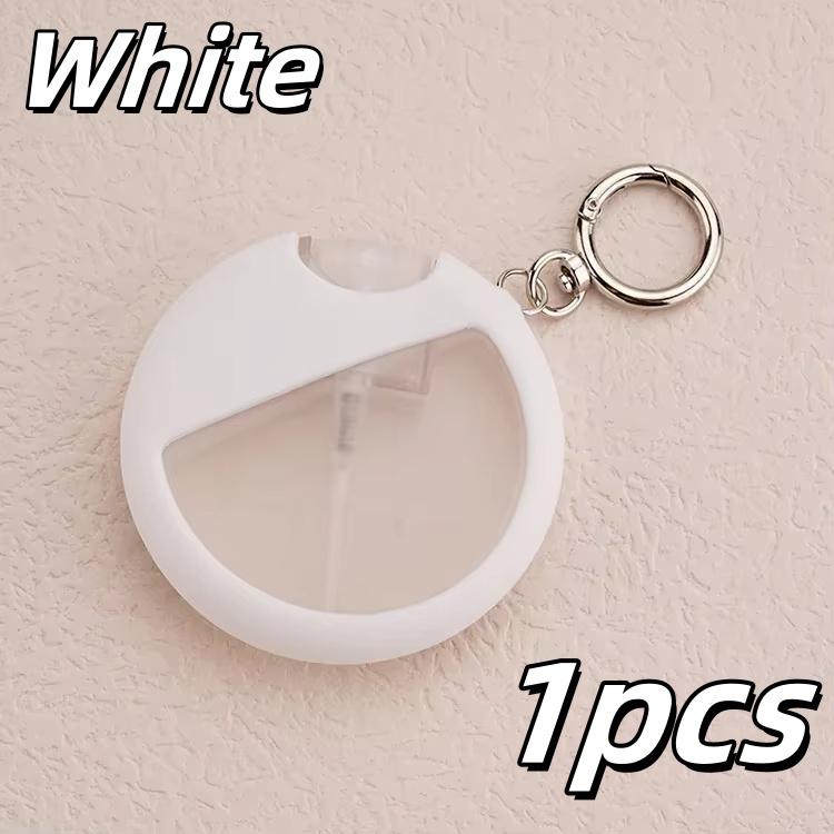 

1pcs 25ml Round Card Plastic Perfume Bottle With Silicone Protective Cover Hook Travel Dispenser Bottle Refillable Cosmetic Tool