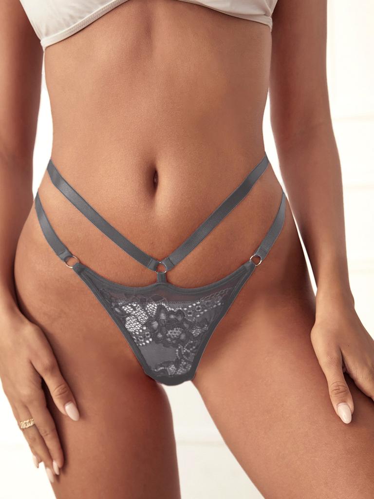 Amazon Popular Sexy Lace European and American Thong Women's Thin Belt Hollow Knitted Cross-border Foreign Trade Underwear