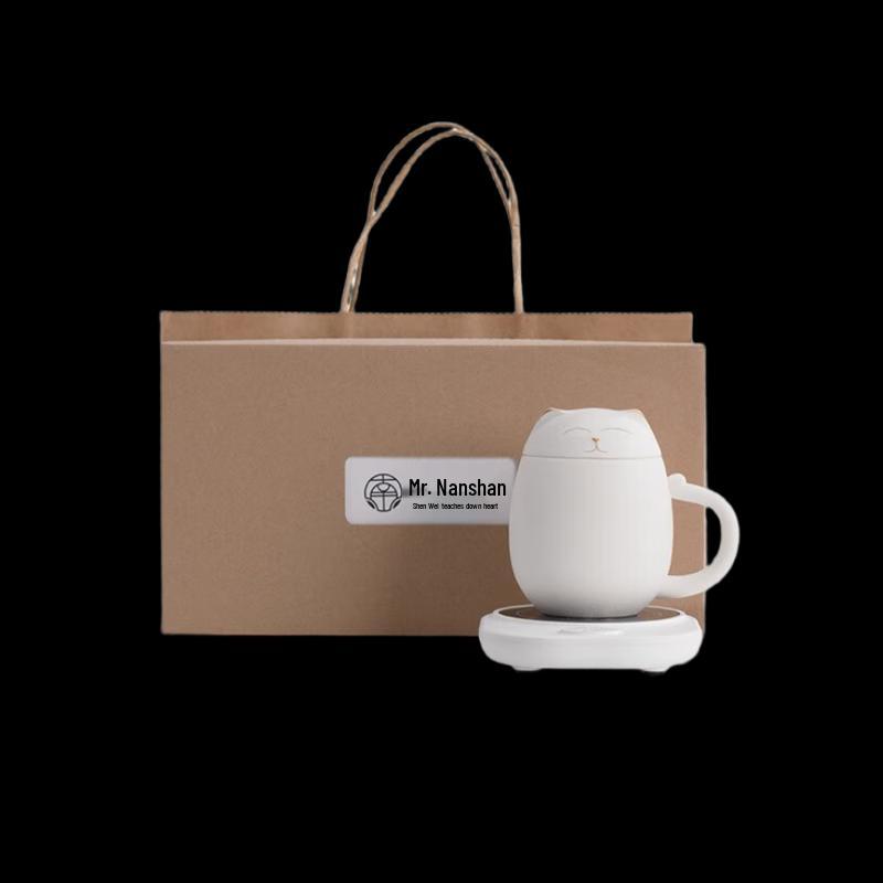 Креативная керамическая кружка-заварник с подогревателем в виде кошачьей лапки, набор