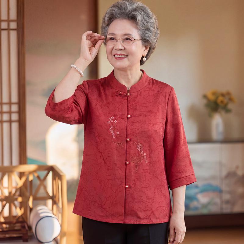 Datang Furen New Chinese Style Embroidered Stand Collar Shirt XL
