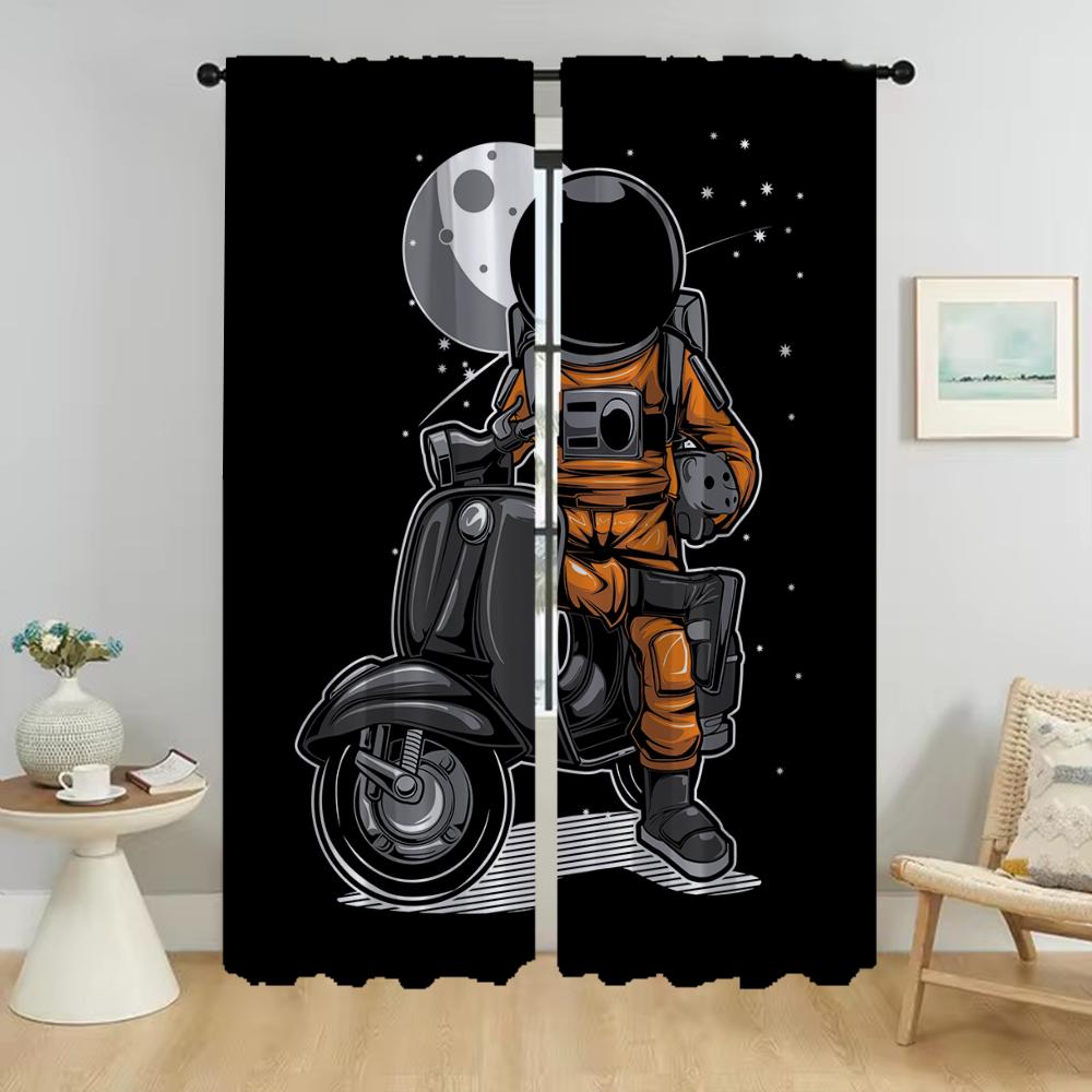 

Плотные шторы 2 шт. картонные шторы с изображением астронавта для гостиной, занавески для перегородки, украшения на Хэллоуин, кухня, ребенок W50xH70cmx2pcs