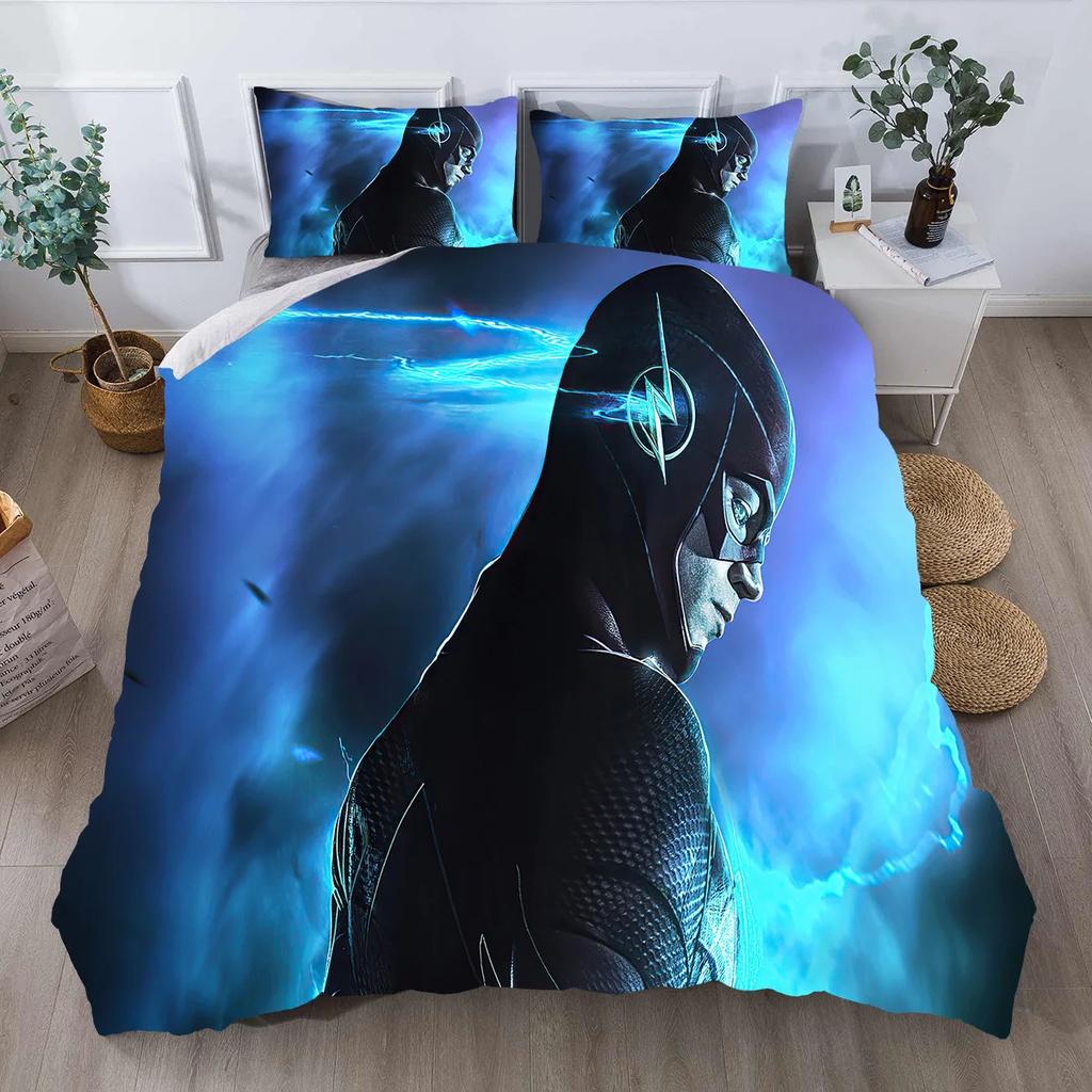 3D Flash Man Bedding Set With Pillowcases, Animeduvet Cover Twin Queen King Single Size Fashion Luxury Bedroom Decor Kids Gifts