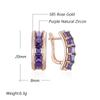 Shiny Square Purple Natural Zircon Drop Earrings For Women Trend  Rose Gold Color Bride Wedding Jewelry Best Gift