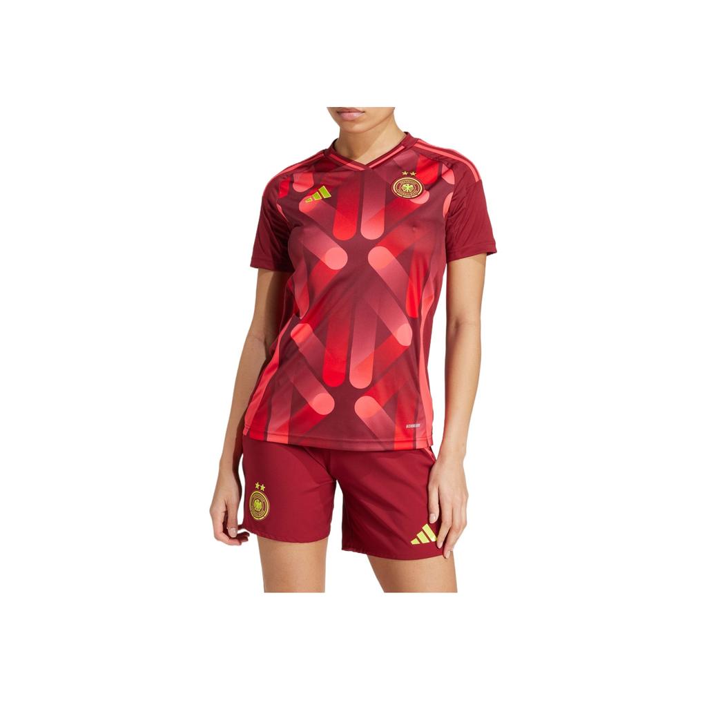 Adidas Germany 25 Womens Team Away Jersey Comfortable Fashion Simple Versatile Solid Color Football Shirt Women Jersey Academy-Red JF2607