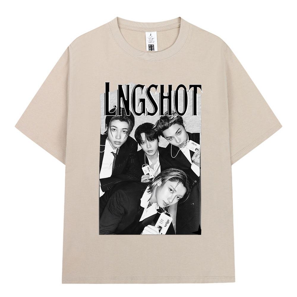 Korean Kpop Hip Hop Group Lngshot Graphic Print T Shirt Unisex Women Clothing Fashion Oversized Short Sleeve Cotton Casual Tshirts