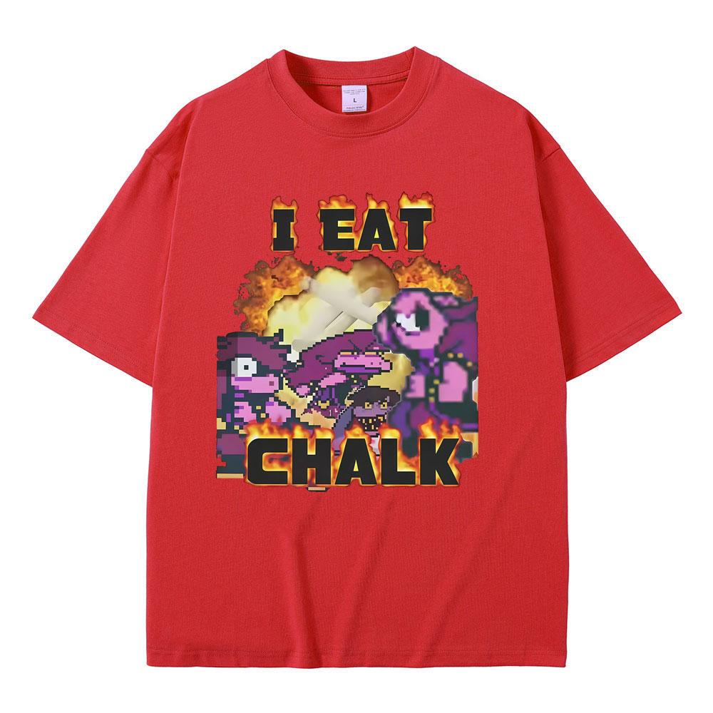 

Game Deltarune I Eat Chalk Funny Meme Tshirt Men Women Causal Cotton Short Sleeve Tshirts Male Otaku Lovers Fans Gift T Shirts S