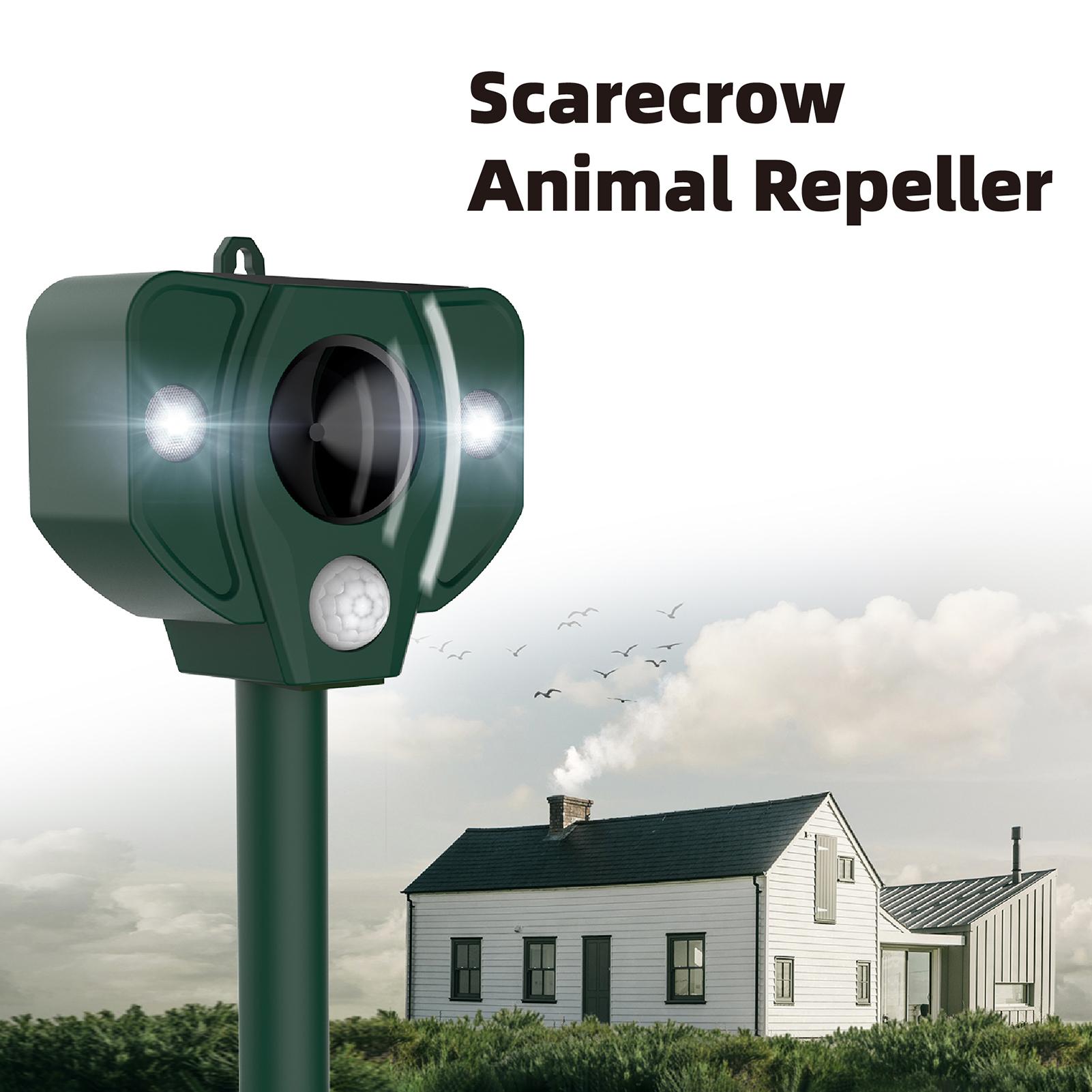 

Solar Ultrasonic Repeller with PIR Motion Sensor 5 Alarm Modes IPX4 Waterproof Supoort Wall-mounted Repellent USB 5-10m Detection Distance for
