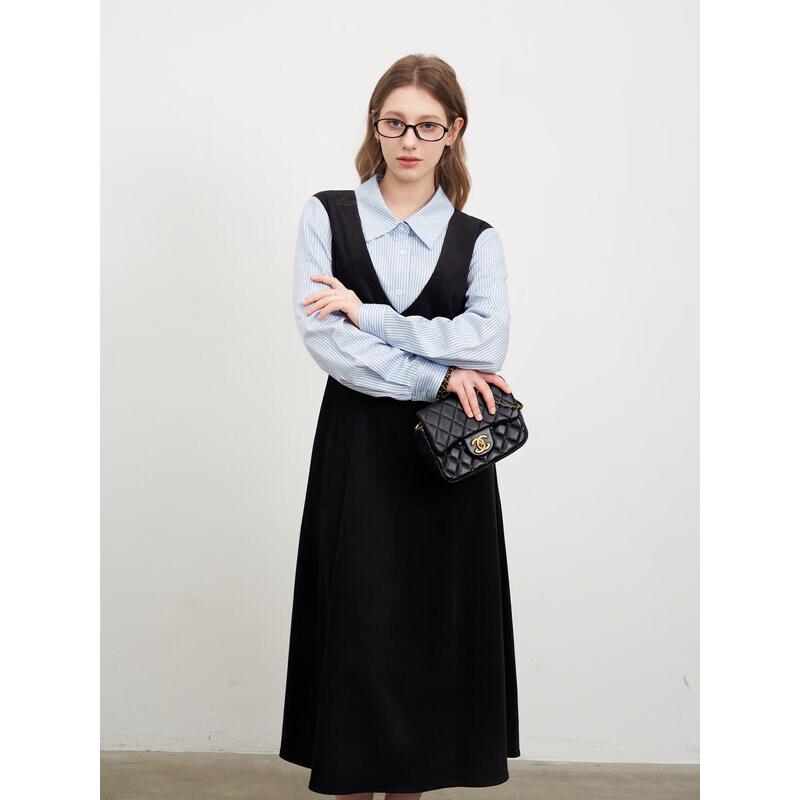Elegant French Style Plus Size Faux Two-Piece Long Dress