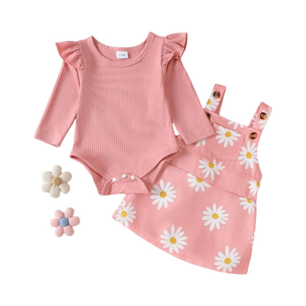 Infant Toddler Long-Sleeve Romper & Skirt Set