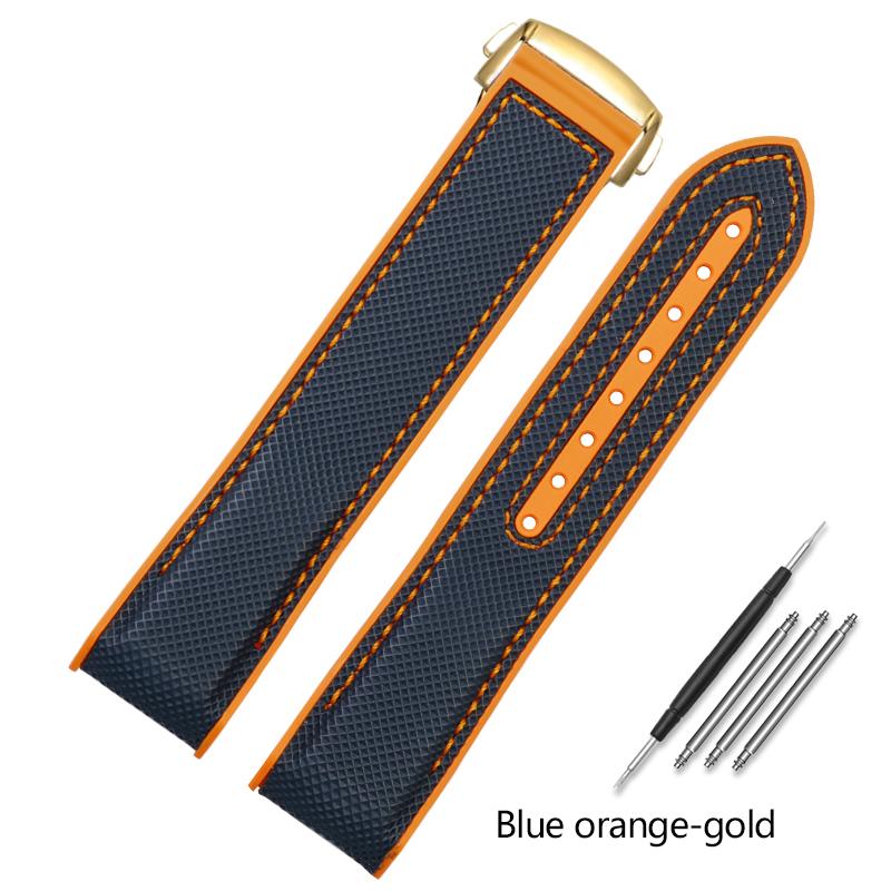 ONE20mm 22mm Černý Modrý Oranžový Látkový Nylonový Gumový Řemínek Na Hodinky Pro Omega Seamaster 300 Ocean Řemínek Spona Nástroje Silikonový ŘemínekMN