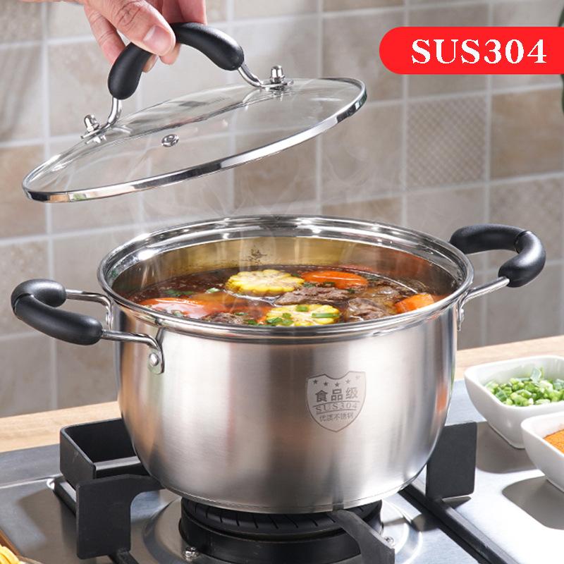 NEW Stainless Steel Soup Pot Thickened Household Porridge Cooking Non-stick Pot Multi-functional Milk Pot Gas Induction Cooker