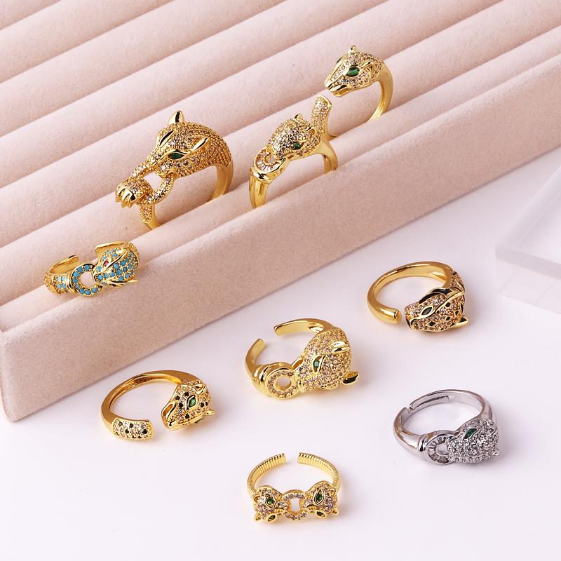 New Women's Jewelry Hip-hop Personality Leopard Print Ring Open Ring Popular Net Red Retro Tail Ring Party Holiday Gift