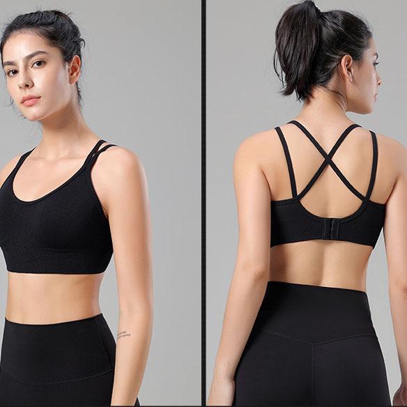 Cross Back Adjustable European and American Sports Hoopless Hygroscopic Yoga Fitness Large Sports Bra