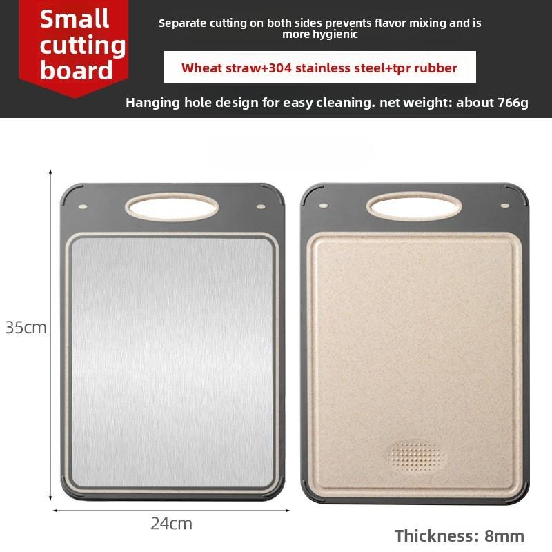 

Double Sided Stainless Steel Cutting Board Wheat Grass Cutting Board for Meat Vegetables and Fruits Easy To Handle Kitchen Tools