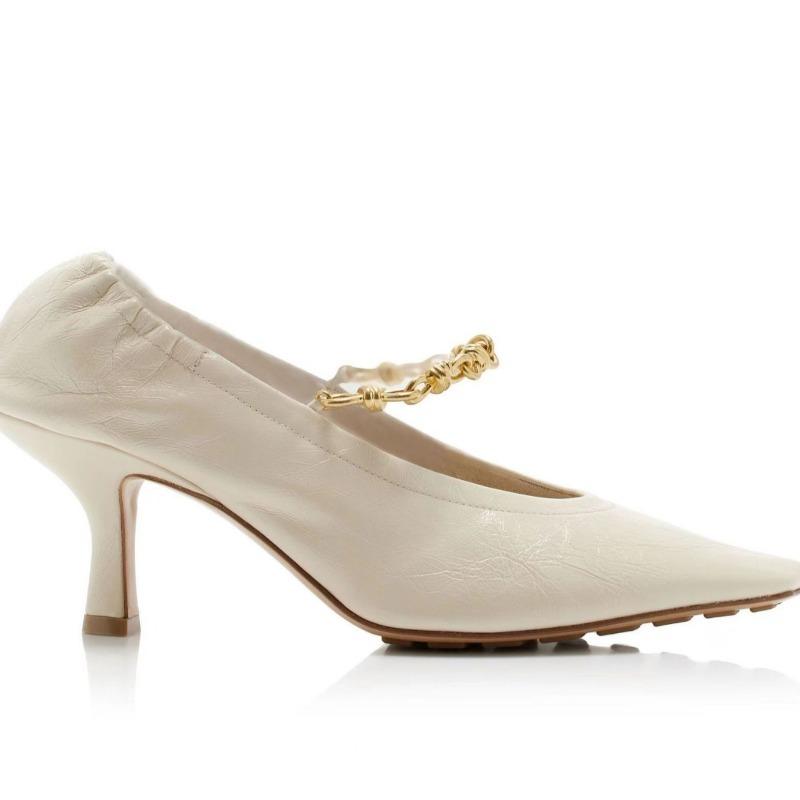 Fashion European American Fashion Chain Red White Women High-heeled Shoes Bridal Wedding Dress Banquet Fashion Party Sexy Single Shoes