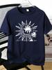 Unisexs Tee Sun And Coconut Tree Beach Line Print Cotton Short Sleeve Male Casual Streetwear Outdoor Daily Basic Fashion Top