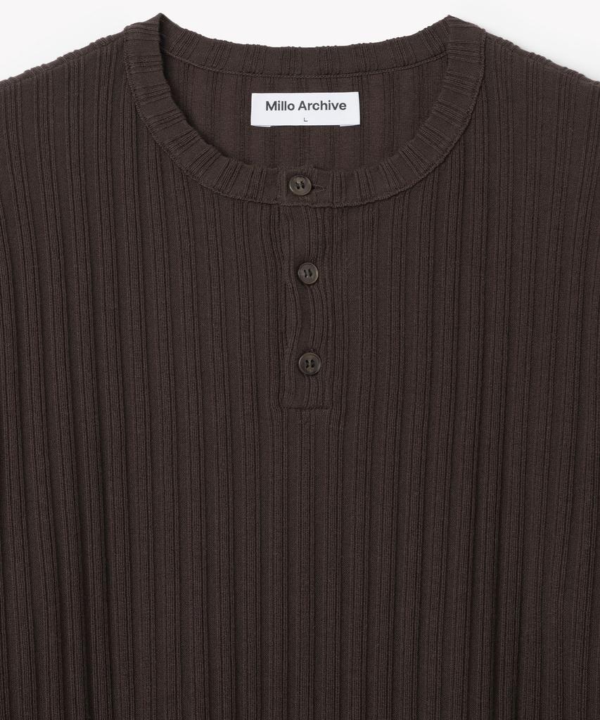MILLO ARCHIVE Draft Henley Neck Knit [Brown]