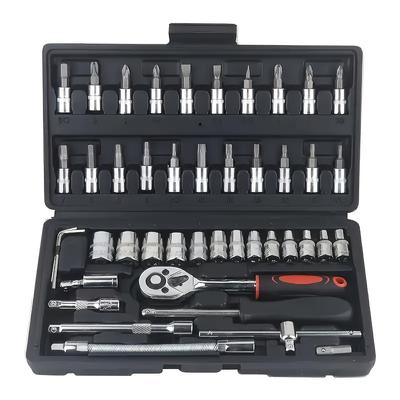 46-Piece Socket Wrench Set - for Automotive Repair and Maintenance,Multi-Functional Ratchet Screwdriver Combination Tool