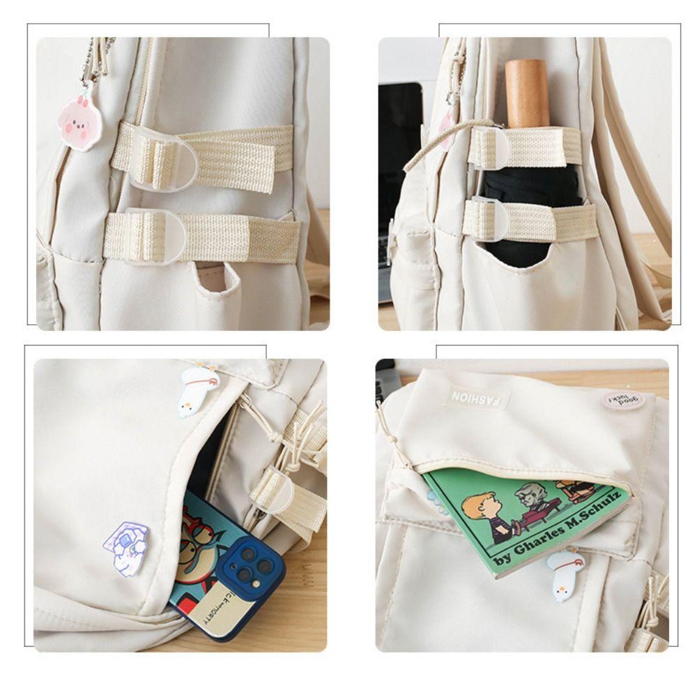 New Large Capacity School Bag Portable Solid Color Lightweight Backpack Adjustable Strap Canvas Travel Bag Unisex