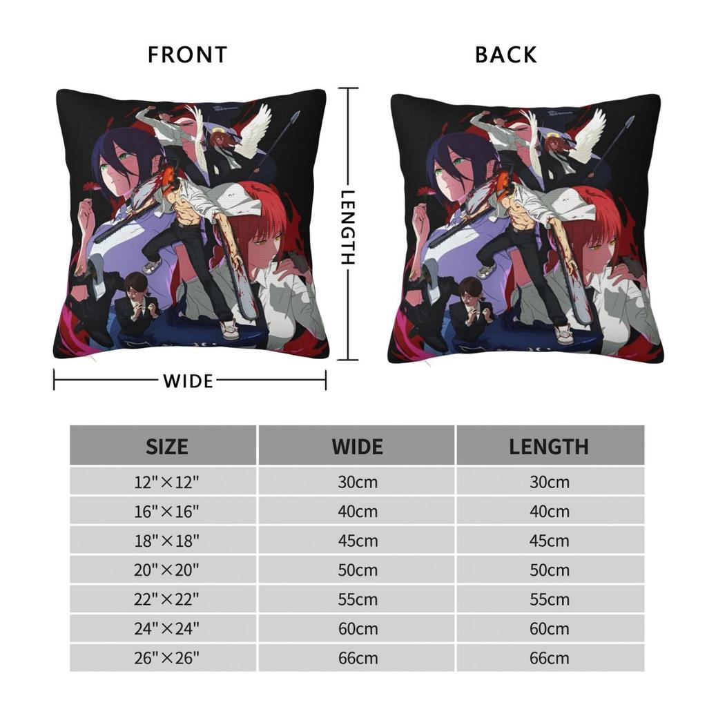 Chainsaw Man Reze Pillow Cases Makima Power Aki Denji Cushion Covers Novelty Throw Pillow Case Cover For Living Room 18"X18"