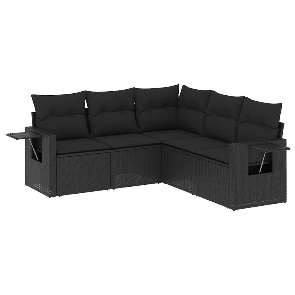 Vidaxl 5-Cz. Conjunto de Muebles de Jardín, Cojines, Ratán Negro PE