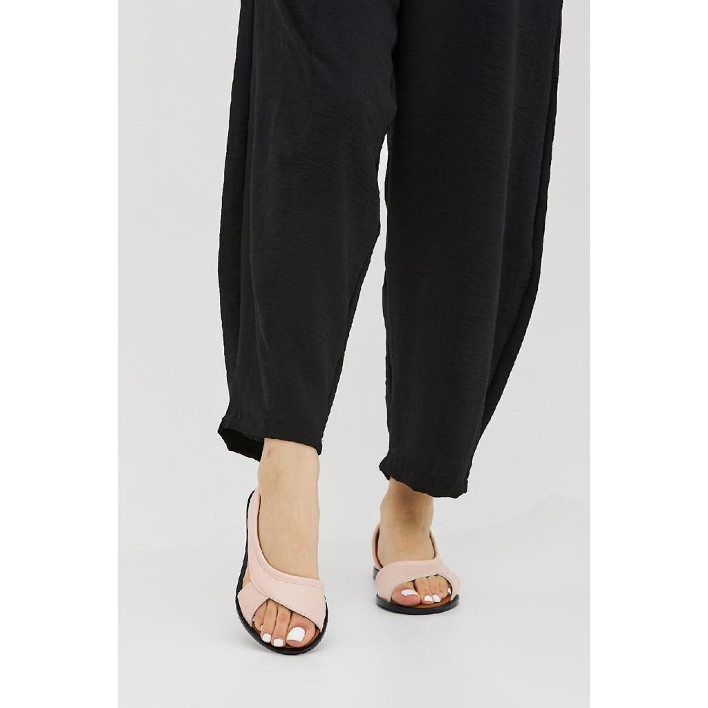 Black Open Front Women's Sandals Summer Shoes Ballerinas