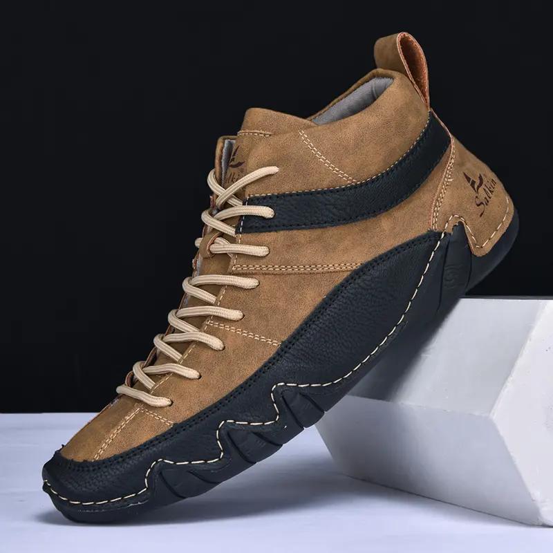 Fashion Leather Casual Shoes Sneakers for Men Fashion Outdoor Walking Loafers Shoes Comfortable Footwear Luxury Man Boots 2025 Size 48
