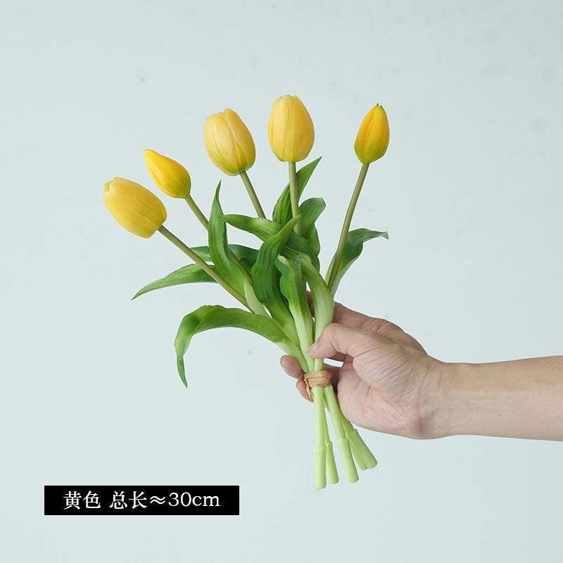 High-end simulated 5-head tulip bouquet, artificial soft rubber feel tulip bouquet