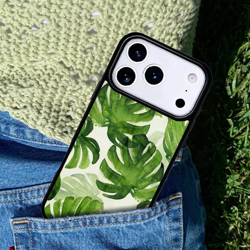 Green Monstera Leaf phone case cover Compatible with for IPhone 17air 16e 15 14 13 12 11Pro Max 17 Air