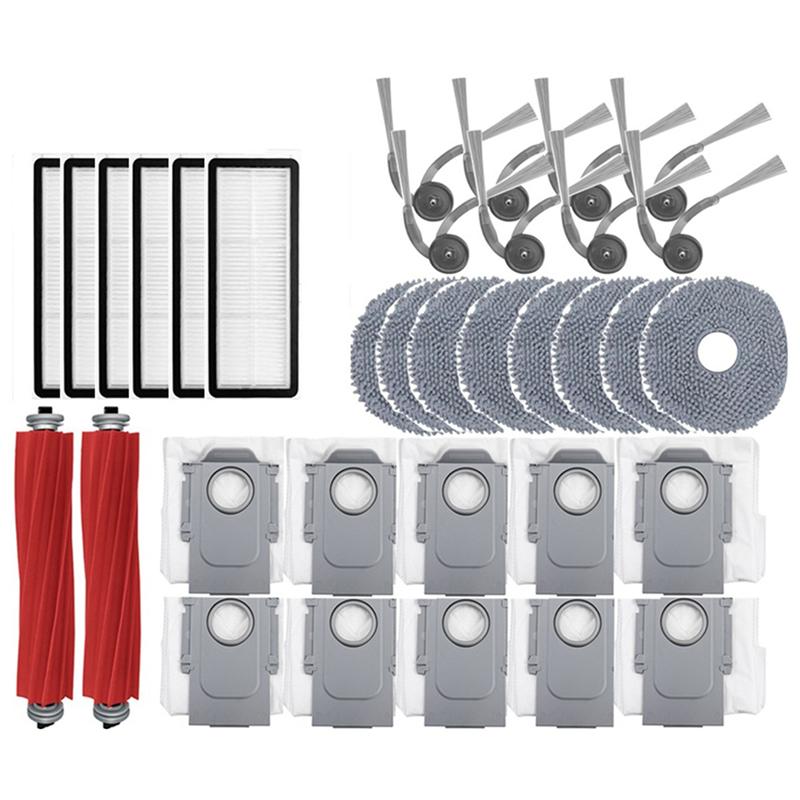 

A65T-Vacuum Cleaner Accessories Set For Roborock Qrevo L/QR 798/QV 35A/QR 598-Main Side Brush Hepa Filter Mop Cloth Dust Bag