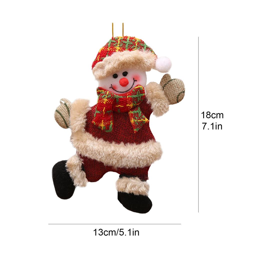 4 Pcs Christmas Plush Ornaments, Xmas Hanging Decoration Santa Clause Snowman Reindeer Bear Doll Christmas Tree Ornaments