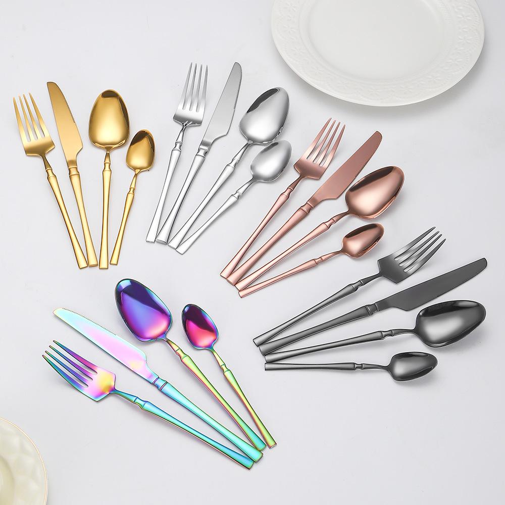 Stainless Steel Tableware 24-piece Set Small Waist Family Western Food Steak Knife, Fork and Spoon Set