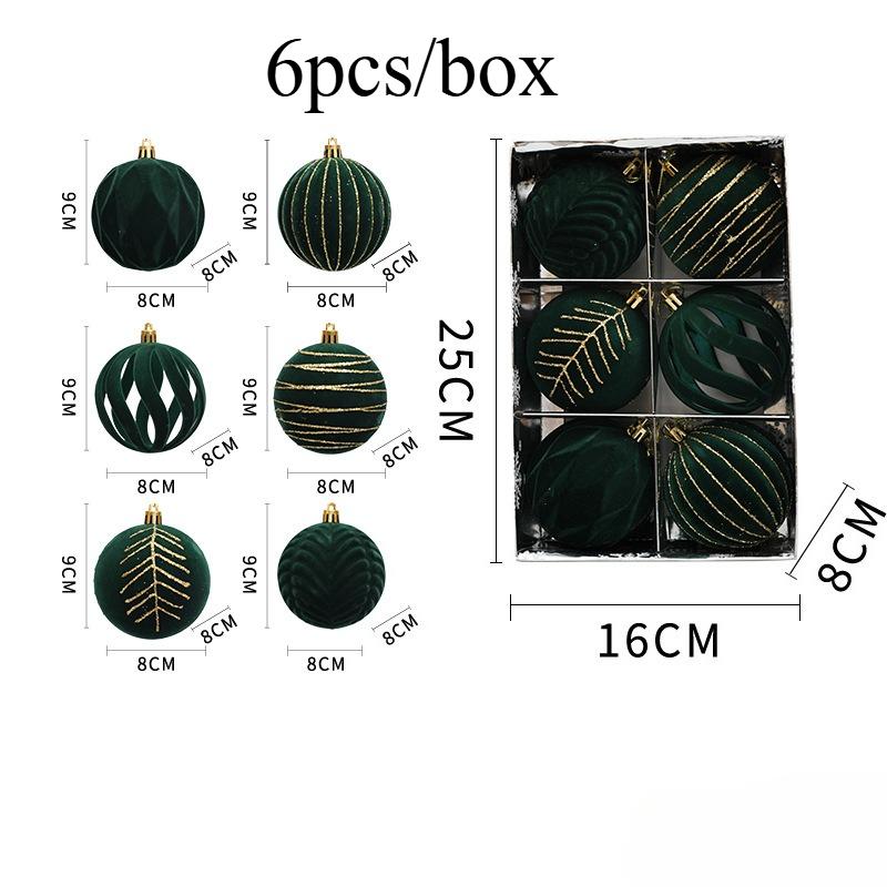 

6pcs 8cm Wine Red Christmas Ball Ornaments Dark Green White Christmas Tree Party Decoration New Christmas Spheres Pendant 8cm