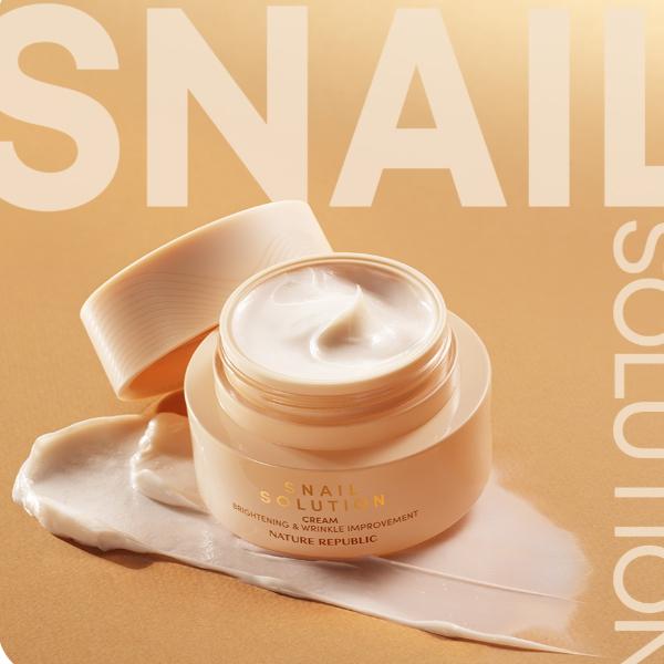 Nature Republic Snail Solution Cream 52 ml, výživný krém pro pružnost, 60% filtrovaný hlemýžďový sliz, ultrahydratace a výživa