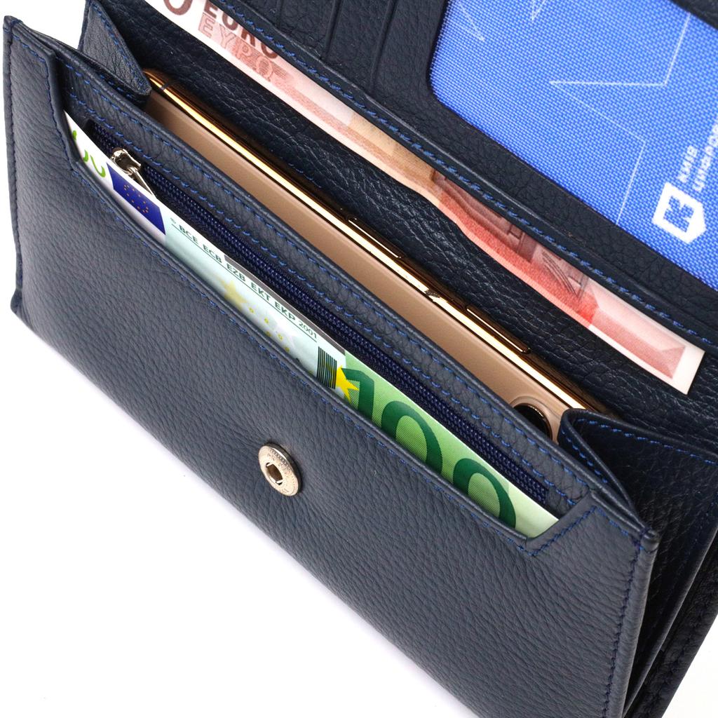 Reliable Unisex Wallet Made of Genuine Leather Floating CANPELLINI 21849 Blue