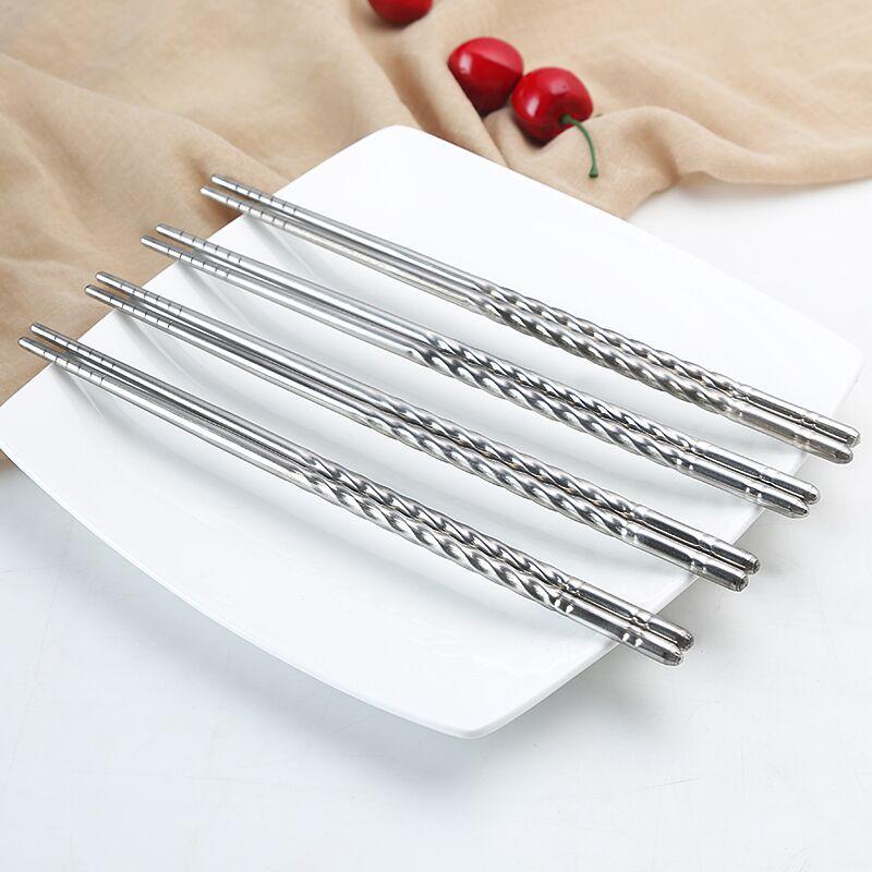 Stainless Steel Chopsticks, Square Shape, Anti-slip and Anti-scald, Household Use, Stainless Steel Metal Chopsticks