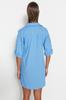 Women's Dress New Season Fashion Blue Mini Woven 100% Cotton Beach Dress