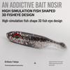 Striped T-tail Soft Fish Lure with 3D Eyes for Freshwater and Saltwater Fishing - Ideal for Asp, Grass Carp, and Perch